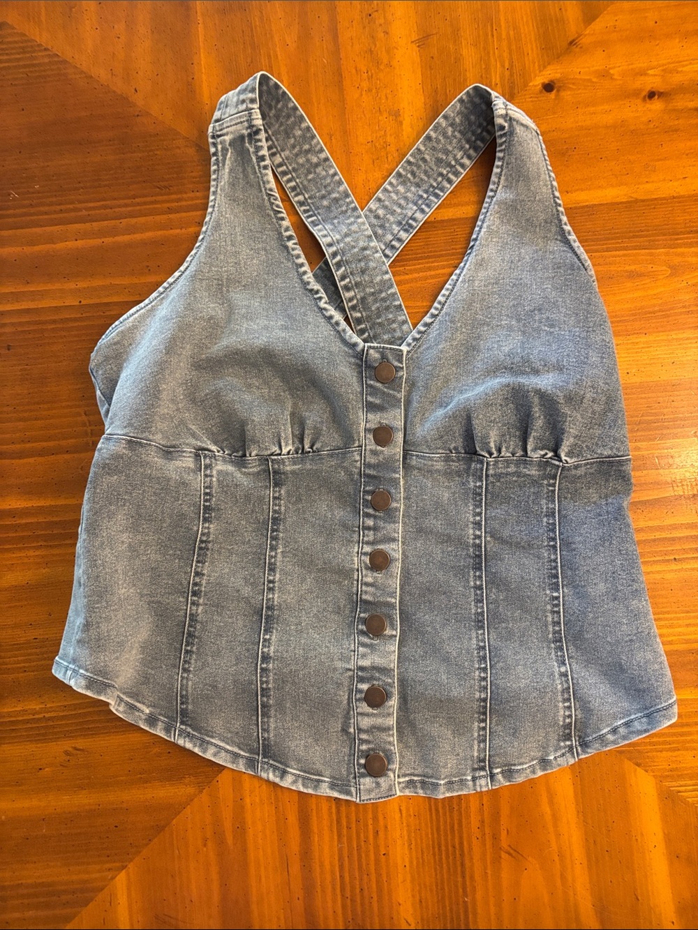 NWOT VENUS Light Wash Denim Top